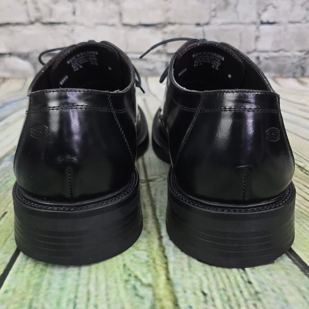 Skechers Collection Oxford Shoes Mens 9.5 Black Leather Square Toe Dress Formal